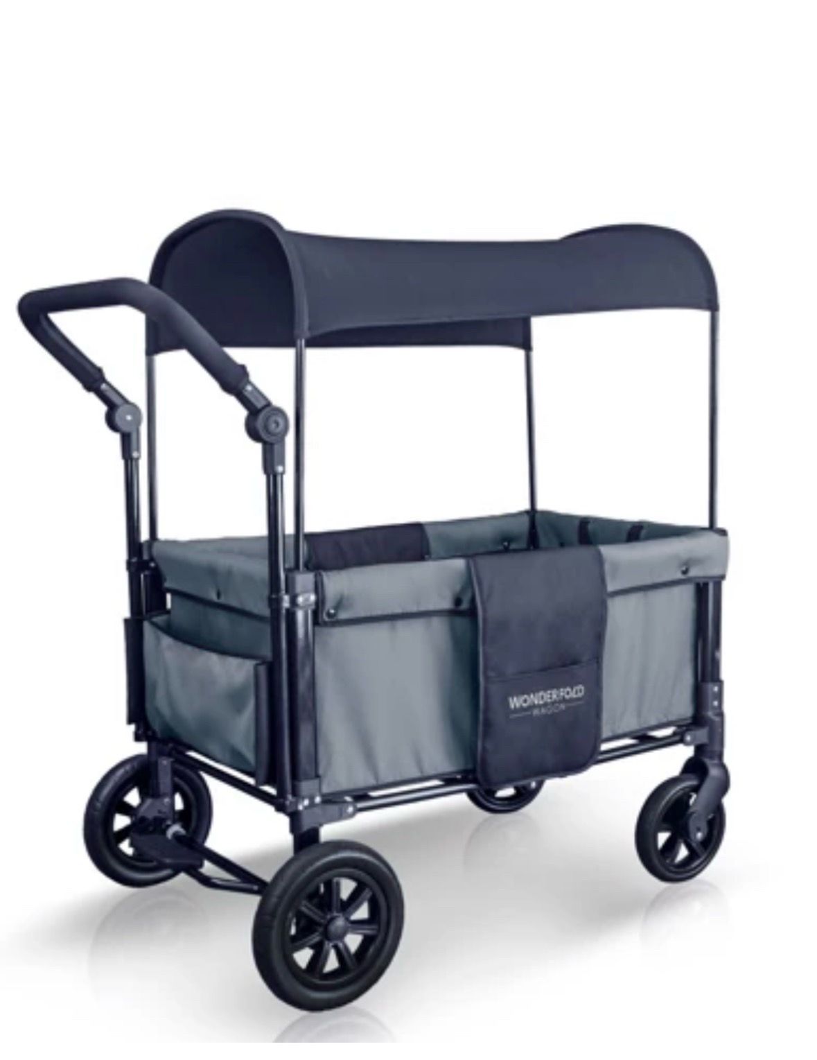 Wonderfold 2 Passenger Push Folding Stroller Wagon, with Canopy, Smoky Gray