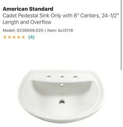 ⭐️New American Standard Cadet Pedestal Sink Only. P/I By ASHLAN & TEMPERANCE IN CLOVIS
