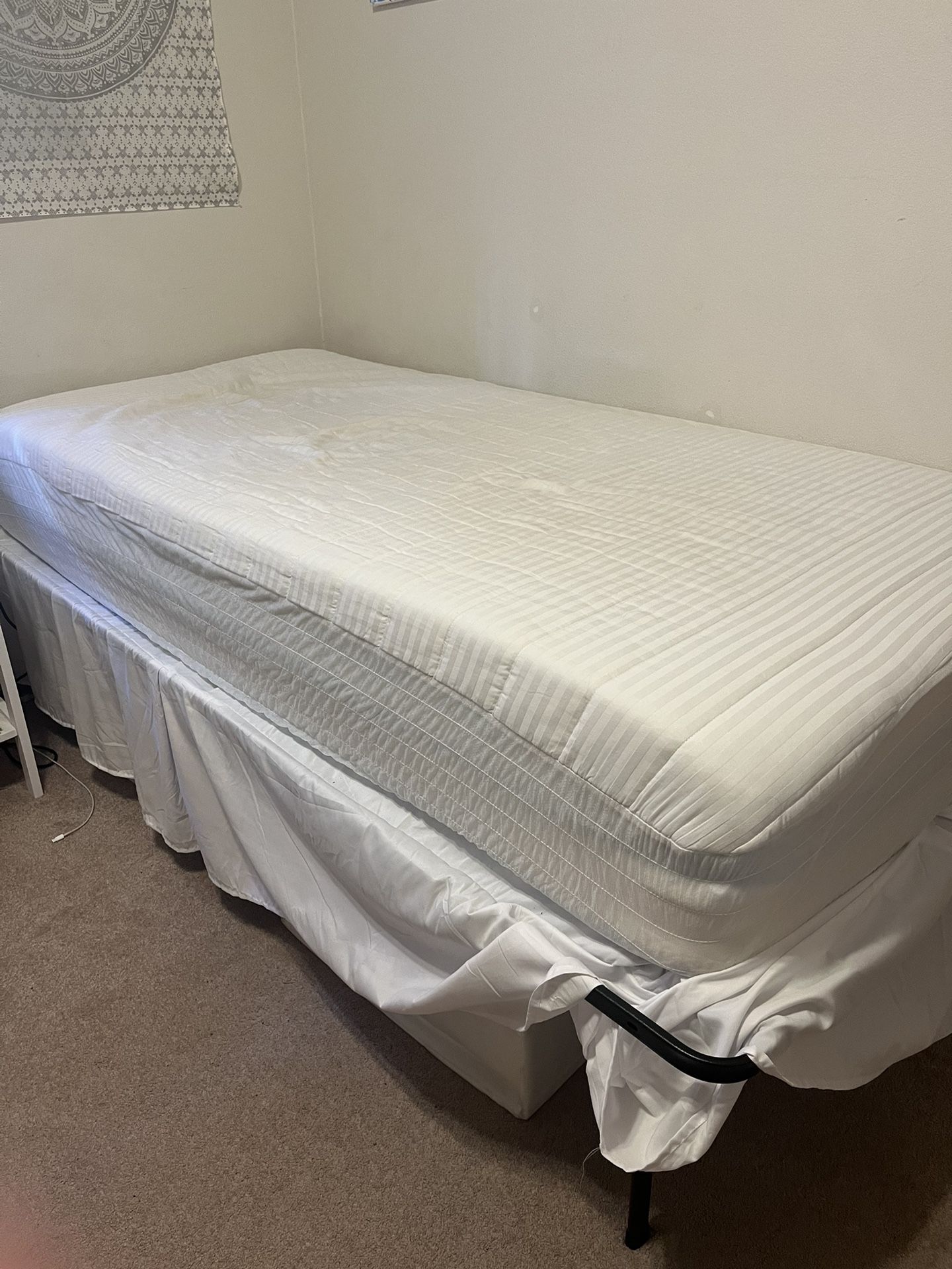  Twin XL foldable bed frame, mattress and topper