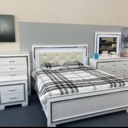 white led light kung & queen bedroom set with mattress for sale with free home delivery 