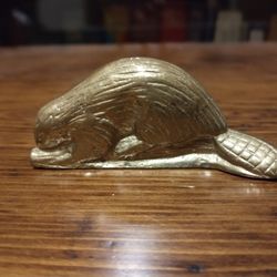 Vintage Solid Brass Beaver Paperweight (Canada)