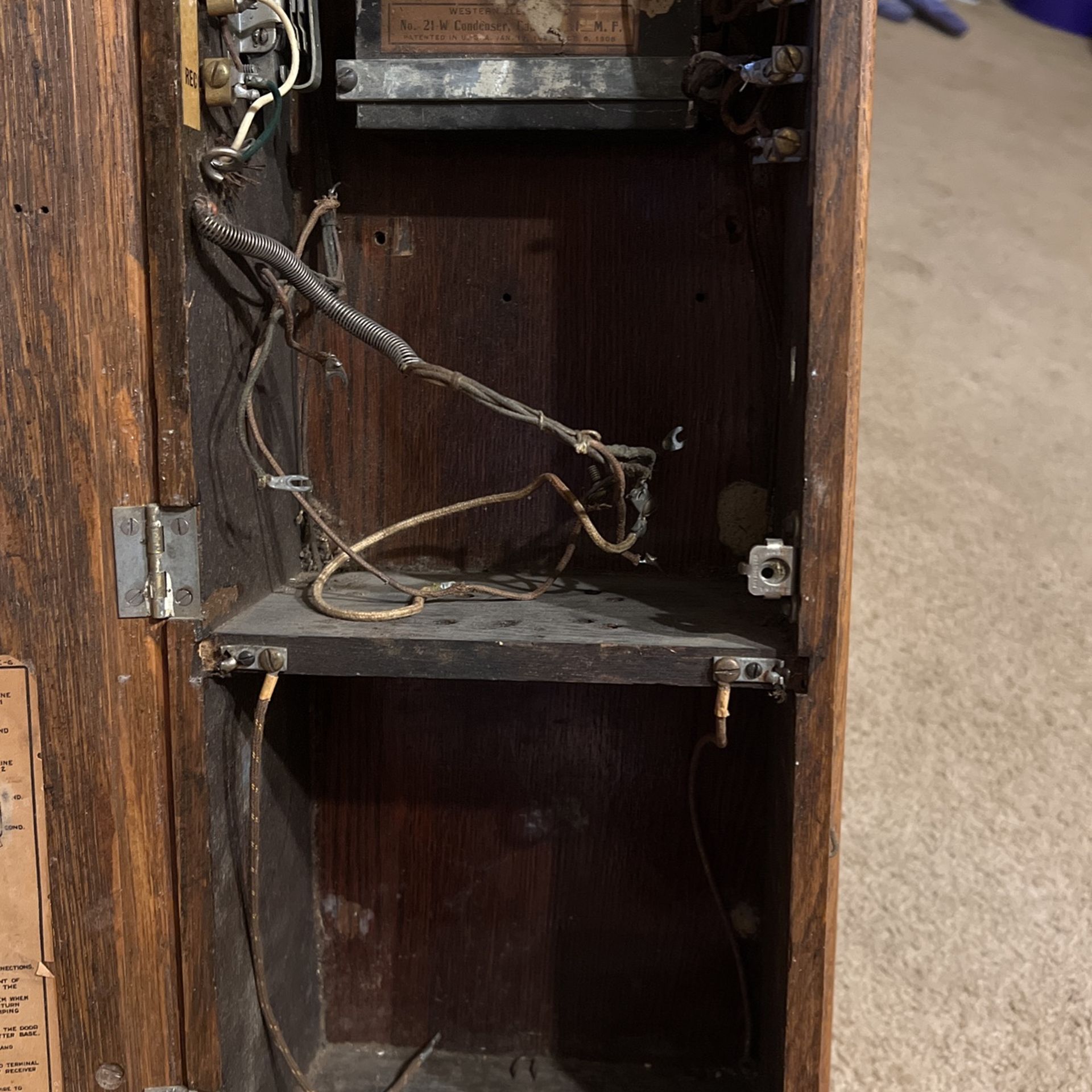 Antique Wall Phone Western Electric Candlestick Hand Crank in Wood BOX 1900s