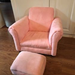 Little Kids Pink Chair And Ottoman 