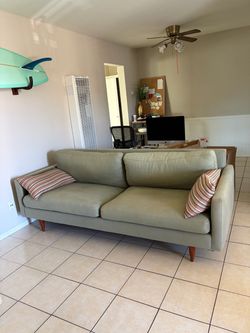 Mid-Century Modern Loveseat Sofa – Sage Green