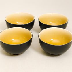 Target Home China Y2K ZAZEN Set Of 4 Black Amber Reactive Glaze Stoneware Bowls