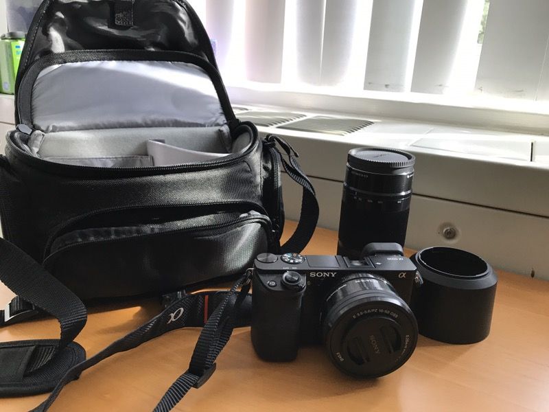 Sony A6000 mirrorless camera with 16-50mm and 55-210mm lenses & bag