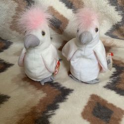 Set of 2TY Beanie Baby - KUKU the Cockatoo Bird (6.5 Inch) Excellent Stuffed Toy