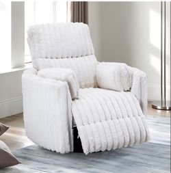 Power Glider Recliner W Swivel Chair. White Fabric. New Especial Price 