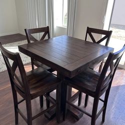 Solid wood dining table - bar height