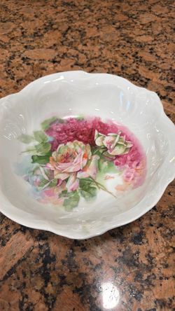 Vintage Porcelain Bowl with Floral Design