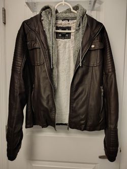Chocolate Brown Jacket with Removable Gray Hood