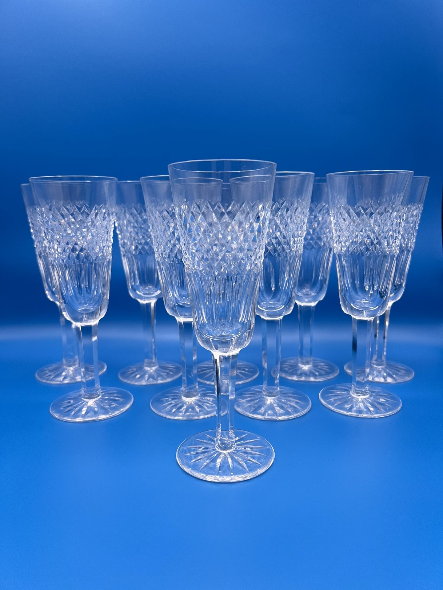 10- Waterford Crystal, Cara Claret,  Flute Champagne 7.25" Tall Glasses