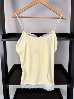 Yellow Lace Trim Cami Tank Top