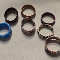 Silicone Unisex Rings Diff. Sizes Lot Of 7 Used