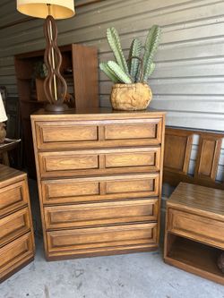 Mid Century Linear Tallboy Dresser