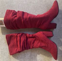 Size 8 RED SUEDE Knee High BOOTS women’s STURRY