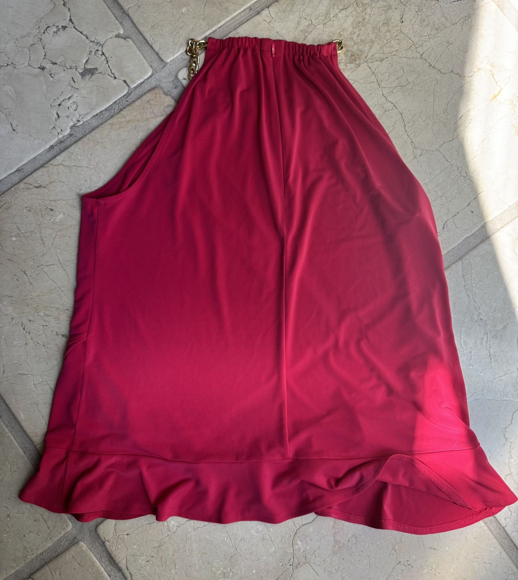 Michael Kors Fuschia halter top with chain neckline Size M