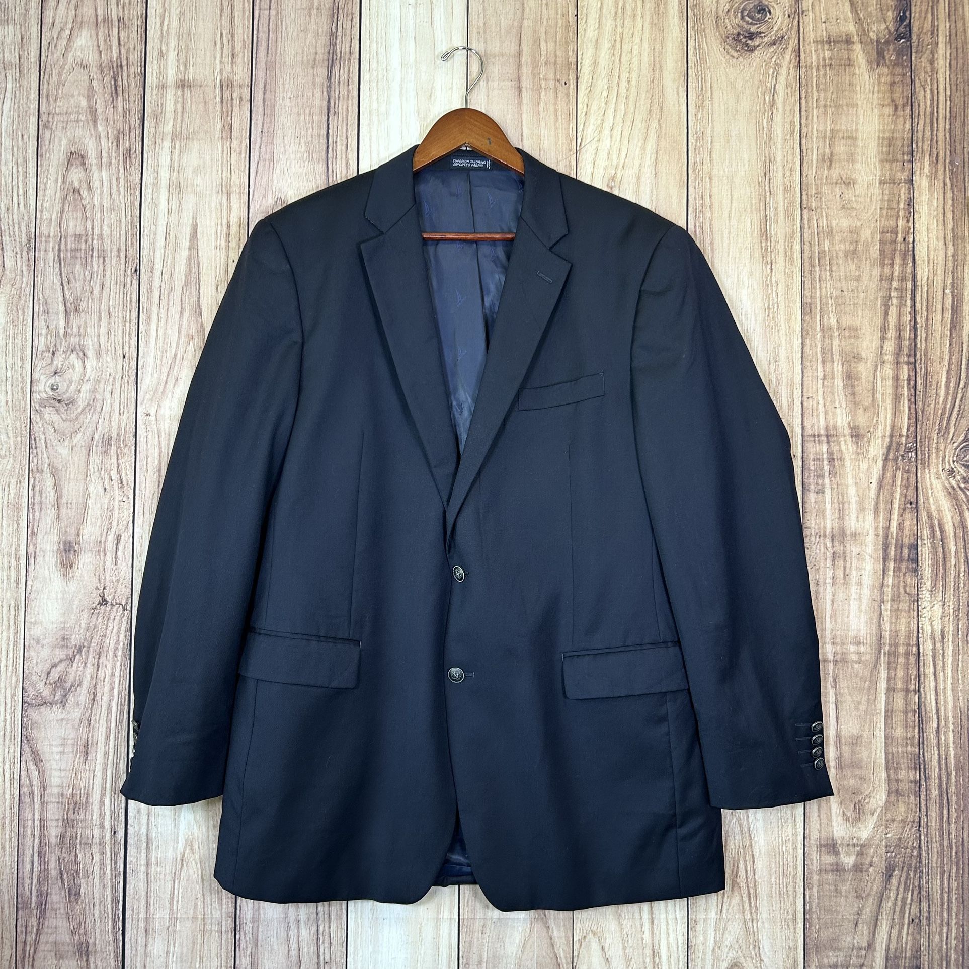 44L Nautica Mens 100% WOOL Blazer Sport Coat Suit Jacket Navy Blue
