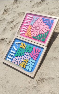 Vibrant 2-Piece "Ibiza & Miami" Tropical Wall Art Set