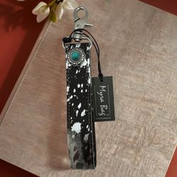 Myra Bag “Concho Delight “Key Fob S-10833 NWT 1.25” X 7” Hairon Black & White
