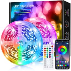 2*25FT  Led Lights Room Decor,Led Lights Strip for Bedroom with Music Sync Color Changing,Led Strip Lights with APP&Remote Control,Lumiere Led Pour Ch