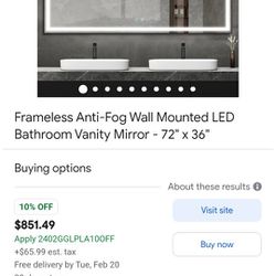 Frameless LED mirror