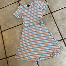 Girls SS Striped Ribbed Dress Size M(7/8) NNTS By Art Class