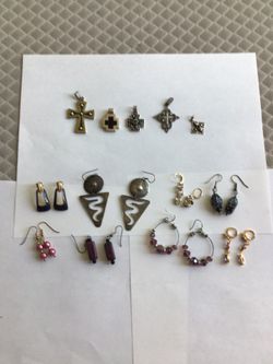 Now 7 .925 Silver Crosses Plus Costume Earrings