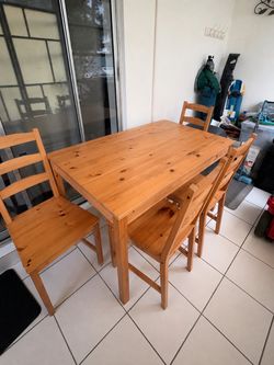 Wooden Dining Table with 4 Chairs