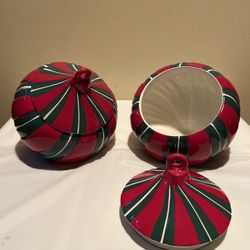 Real Home Christmas Ornament Cookie Jars Ceramic Canisters 8"