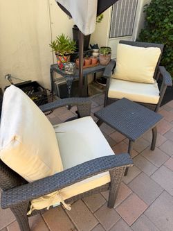 Outdoor Wicker Patio Chair Set with Side Table