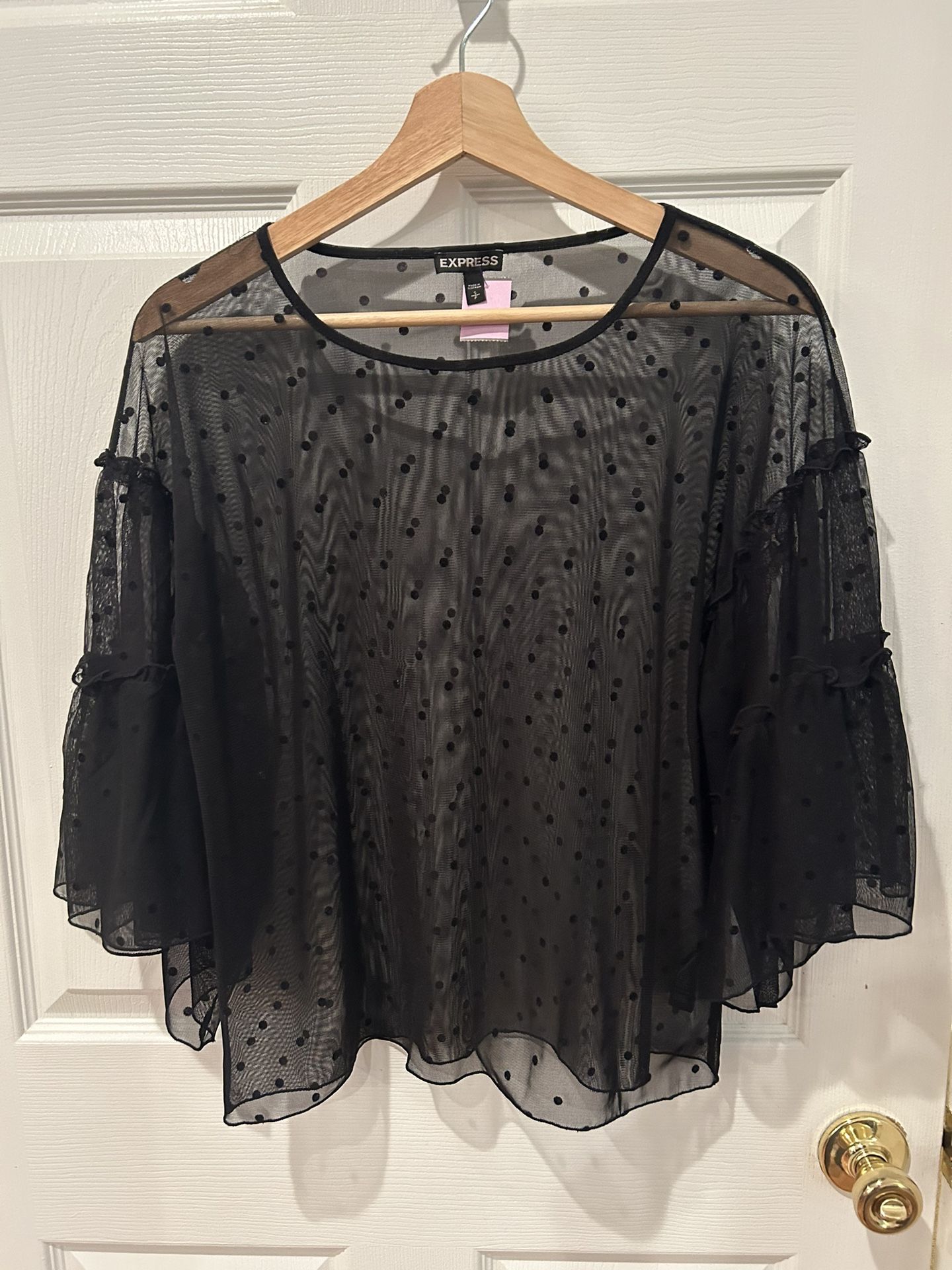 Express Sheer Blouse TTop Black Size S