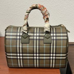 Authentic Burberry Medium Check Bowling Bag