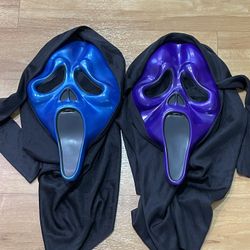 Spirit Halloween Ghost face Masks Blue and Purple 