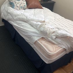 Twin Bed - Mattress, Box Spring and Metal Frame 