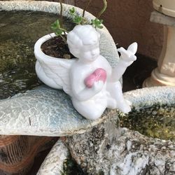 Love Angel Pot.,jelly Bean Plant.12” High X 9” Wide Porcelain.