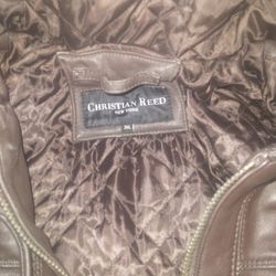 Mens Brown Leather Jacket With Hood.  