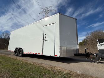 2026 TrueBlue 24x8.5x8 White Enclosed Car Hauler Trailer 14K GVWR