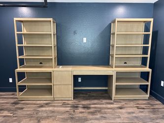 Entertainment Shelf File Cabinet Desk Unit