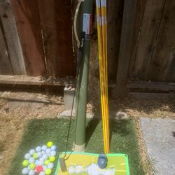 Golf Training aids, Golf Alignment rods, Golf Balls, And Golf Mats In Great Condition,  Come With Fishing Rod Tube