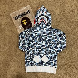 Blue Bape Hoodie Size Medium 