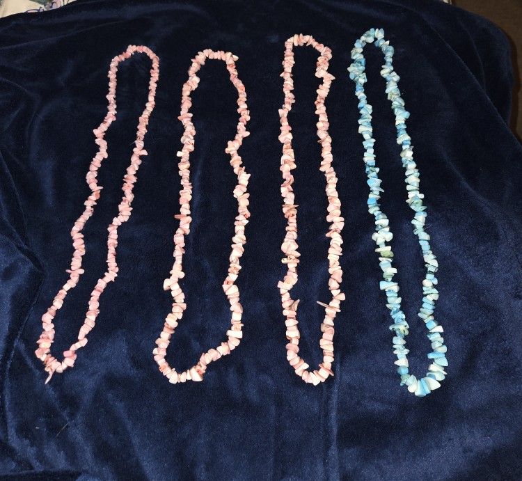 Pink And Blue Bead Necklaces