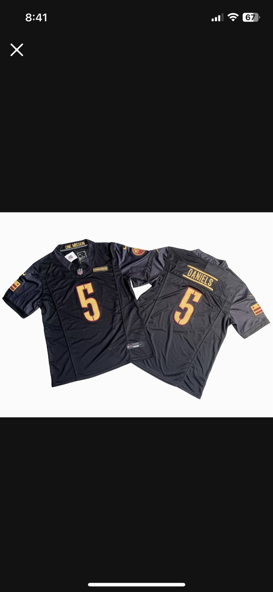 Men's Washington Commanders Jayden Daniels Black Stitched Jersey, S To 3Xl