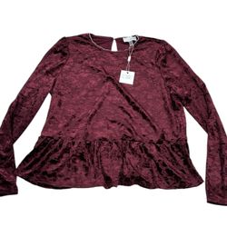 Cupio Blush Velvet Peplum Top XL