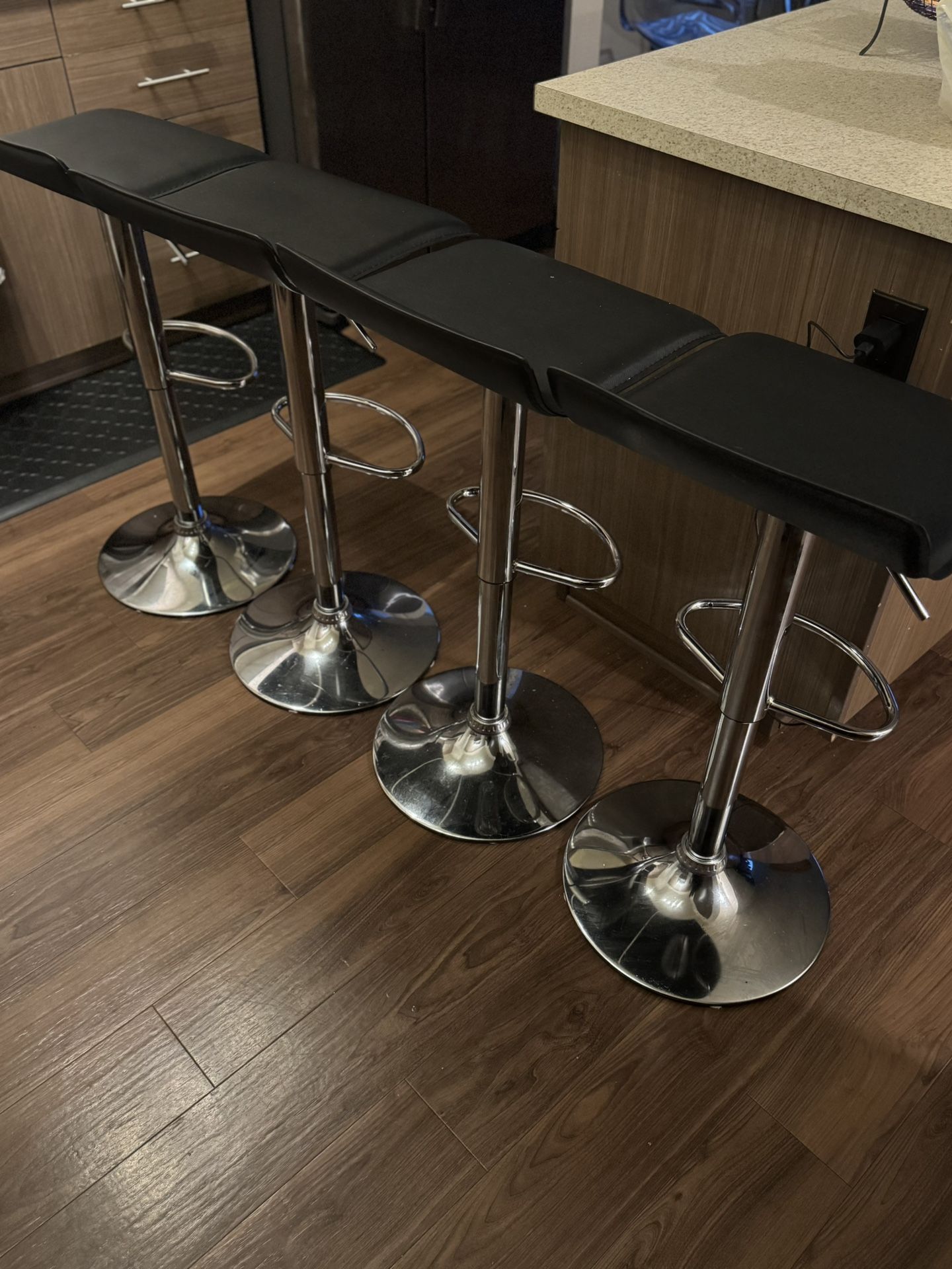 4 Black Bar Stools 
