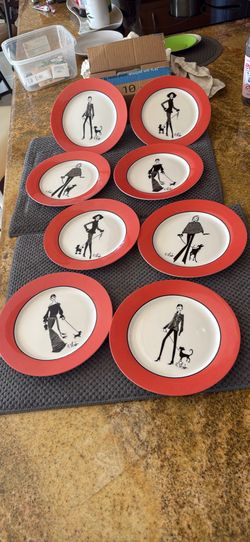 Set of 8 Ruben Toledo for Nordstrom Limited Edition 2002 Salad Plates