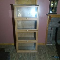 Wood Shelf Glass Doors