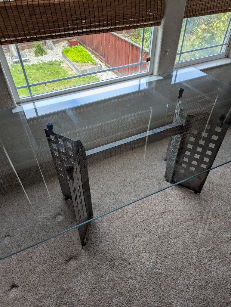 Steel and Glass Dining Table / Desk