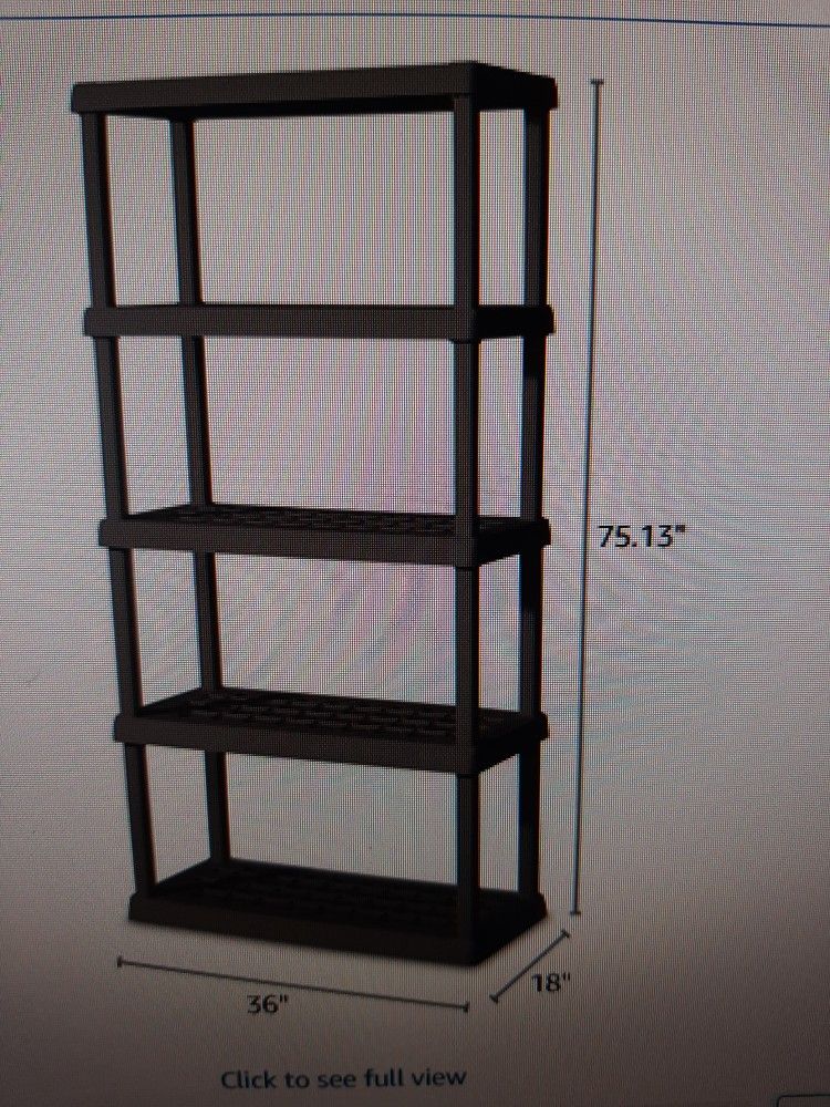 Starlite 5 Shelf Plastic Storage Shelves, Heavy Duty Shelving Rack Unit For Garage,