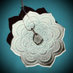 Rare Grey Sea Glass On Sterling Silver Necklace 